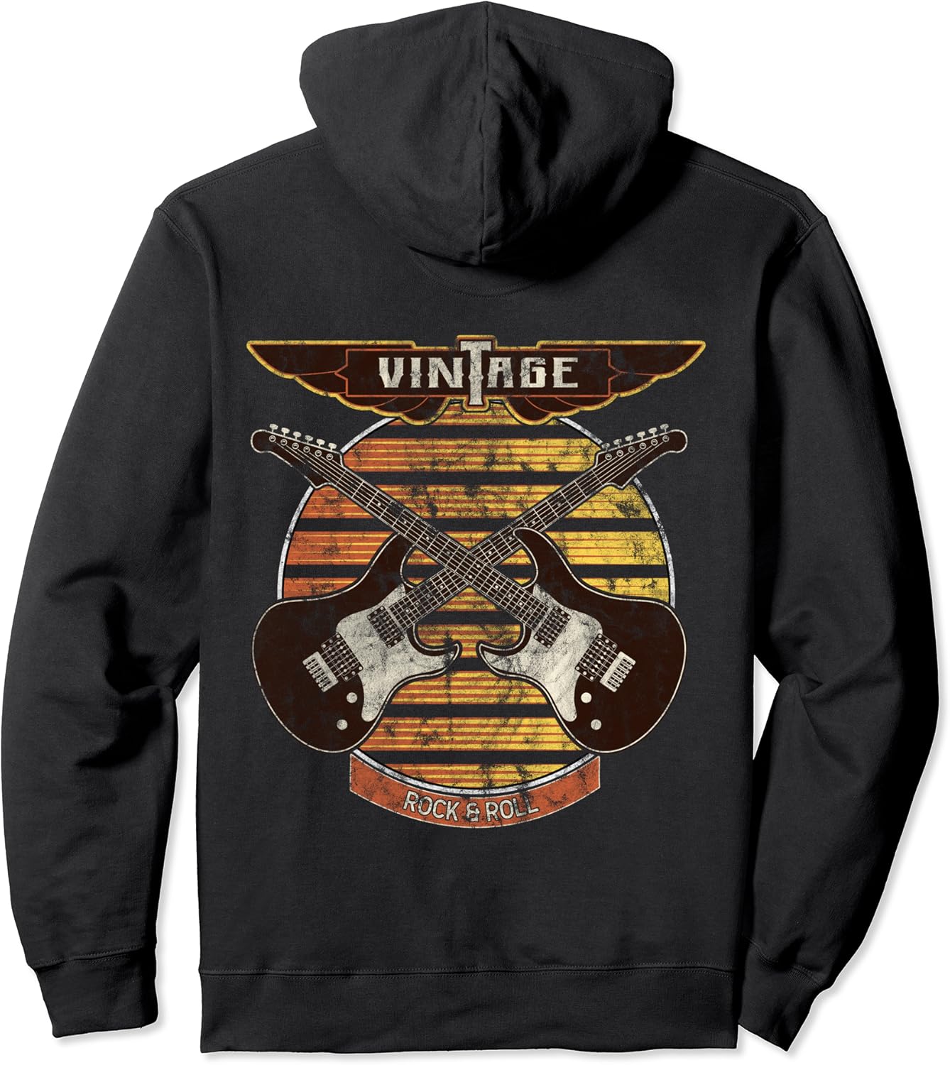 Vintage Guitar Player Hoodie Rock and Roll Gift Retro